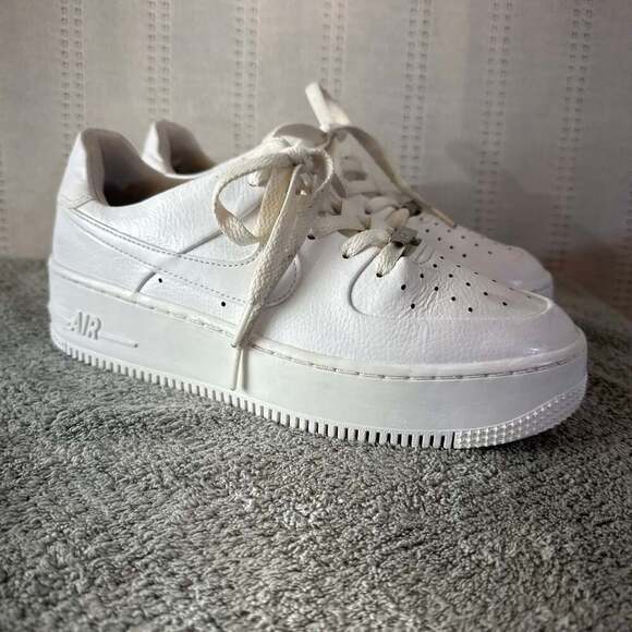 Nike Shoes - Nike Air Force 1 Sage Low Womens Triple White Platform Shoe Size 11.5 AR5339-100